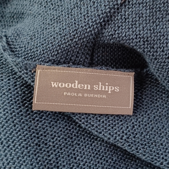 Wooden Ships Cotton Blend Office Breathable Sz M/L Knit Open Front Cardigan - Picture 10 of 11